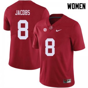 NCAA Women's Alabama Crimson Tide #8 Josh Jacobs Stitched College 2018 Nike Authentic Red Football Jersey AP17C53LW
